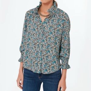 Tuckernuck Sz XS Schuyler Blouse Robin's Egg Floral Sz XS